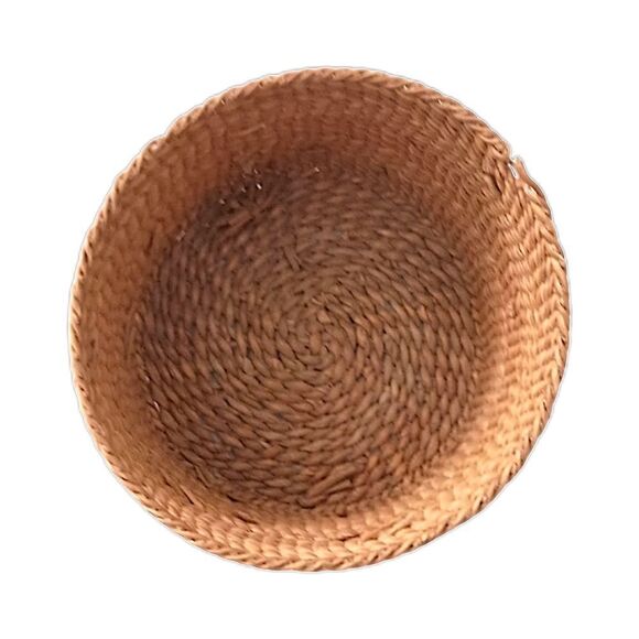 Vintage MINI Sweet Grass Basket Finely Woven Round Trinkets Bohemian Natural - Picture 5 of 15
